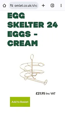 Omlet Cream Egg Skelter - Holder / Stand / Rack / Storage - Holds 24 Eggs • £9