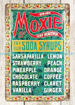 1900s Soda Syrups Moxie Menu Metal Tin Sign Coffee Shops Inspirational Wall Art • $18.94