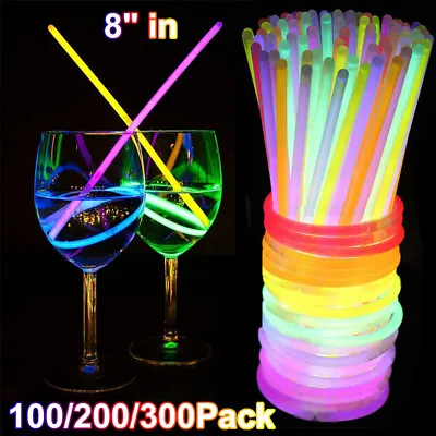 $55.99 • Buy Glow Sticks Bulk Party Supplies- 100-600 Pack. 8 Inch Glow In The Dark
