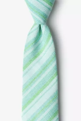 Men’s Mint Green And Teal Diagonal Striped Skinny Tie|Easter Spring Summer|EUC! • $13.99