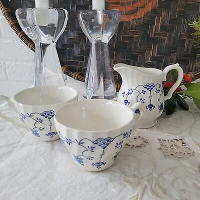 Set 2 Myott Staffordshire England Finlandia Scandi Coffee Tea Cup Blue White  • $15