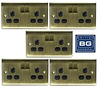 5x BG Nexus NAB22B Matt Antique Brass Gold 13Amp Double Plug Wall Socket 2Gang • £33.66