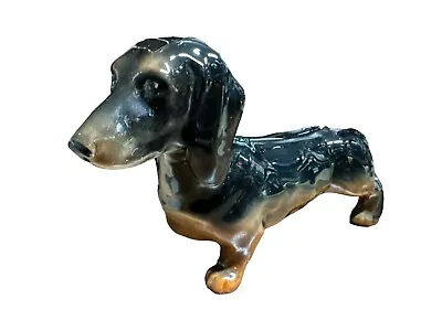 Beswick England Standing Dachshund Porcelain Dog Long Black Tan Vintage 9x5 • $42.96