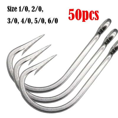 50 X Fishing Hooks Size 1/0 2/0 3/0 4/0 5/0 6/0 Fishing Tackle Kit Safty • $11.99