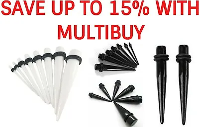 Acrylic Ear Plug Tunnel Taper Expander Stretchers Stretching Black White UK • £2.29