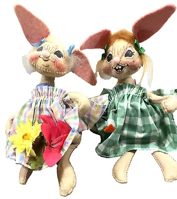 Annalee Dolls Lot Bunny Plush 2 Stuffed Rabbits Bunnies 1992 1994 Vintage Esater • $20