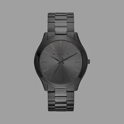 Michael Kors MK8507 Slim Runway Black Dial Stainless Steel Quartz Men's Watch • $197.75