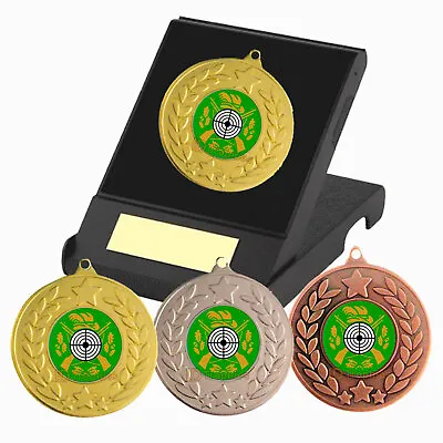 Target Shooting Medal In Presentation Box - F/Engraving  Rifle Shooting Trophies • £6.25