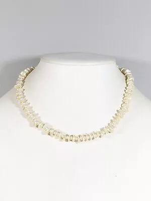 Vintage Ivory Color Flat Disc Acrylic Faux Pearl Necklace 16 Inches • $10.84