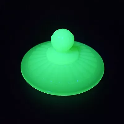 Vintage Jadeite Canister Lid ONLY Uranium Glass Jeanette Or McKee Glows • $49.98