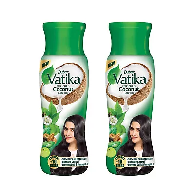 Dabur Vatika Enriched Coconut Hair Oil For Hair Fall Control Each 300ml Pack Of2 • $25.77