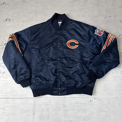 Vintage 90s Starter Distressed NFL Chicago Bears Satin Football Jacket Sz Large • $135