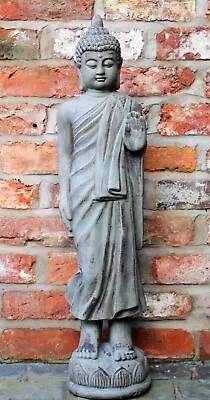  Buddha Tall Standing Stone Effect Grey Garden Outdoor Indoor Statue Ornament   • £29.95