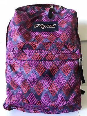 Jansport Pink/red/gray Superbreak Multi Diamond Arrows School Backpack Nwt     • £37.99