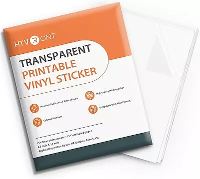 $22.98 • Buy 15x Clear Printable Vinyl Transparent Sticker Paper For Inkjet & Laser Printer