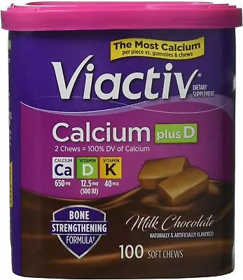 VIACTIV Calcium Plus D Soft Chews Milk Chocolate 100 Ea (Pack Of 2)  • $43.99