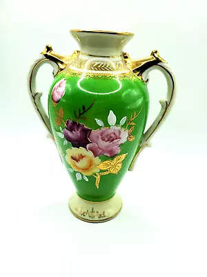 Genuine Porcelain Vase M/K Hand Painted Japan Gold Accents  • $74.90