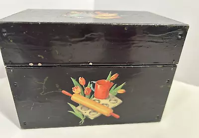 Vintage Tin Metal Recipe  Box  Cottagecore • $9.95