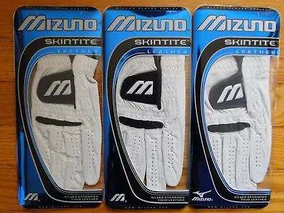 New 3 Mizuno SkinTite Tour Leather Golf Gloves Men’s  Sz Small  Left Hand  White • $35.99