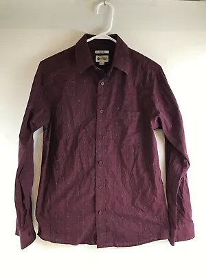 Haggar Clothing Shirt Men's Size S Marron Polka Dot Long Sleeve Button Down • $12.99