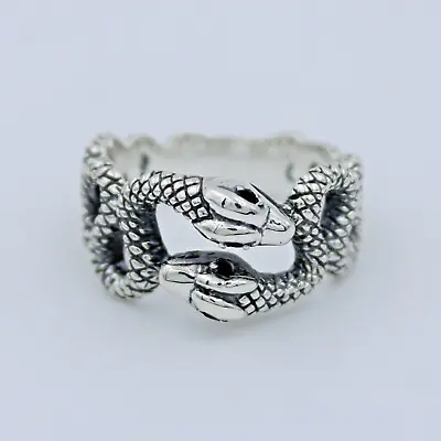 925 Sterling Silver Snake Ring Vintage Silver Serpent Ring Size 7/8/9/10 • $32.40