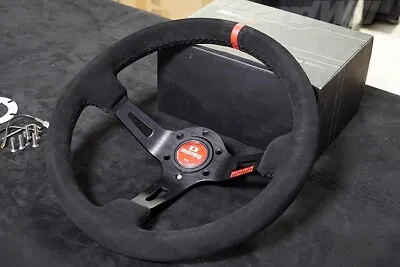 MOMO Fullspeed 350mm 14' Suede Leather Deep Cone 90mm RacingSport Steering Wheel • $89.10