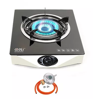 Portable Gas Stove 1 Burner Indoor Caravan LPG Hob Black Glass FFD Cooker NGB-S1 • £68