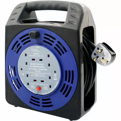 4 Way 25m Cable Extension Reel Lead Mains Socket Heavy Duty 13 Amp Electrical Bn • £30.99