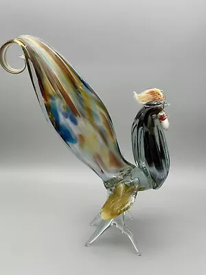 Vintage Murano Style Hand Blown Art Glass Rooster Bird Figurine 12  Tall • $35.75