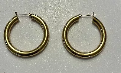 Vintage 14k Yellow Gold Chunky  Hoop Earrings • $380