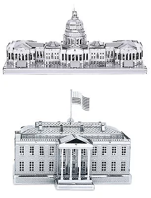 SET OF 2 Fascinations Metal Earth U.S. Capitol Building White House 3D Model Kit • $19.95