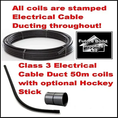 Electric Cable Duct Ducting 32mm Or 38mm ID X50m Smooth Bore Coil Black / Hockey • £20.92