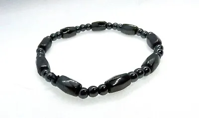 Black Magnetic Hematite Stretch Bracelet - Healing Protection Arthritis Gift • £3.79