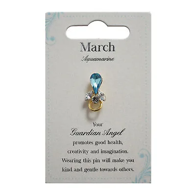 £4.99 • Buy Guardian Angel March Birthstone Angel Pin With Gem Stone Sentimental Gift Idea