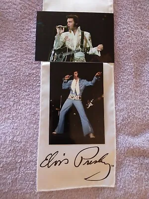Elvis Presley Signature White Scarf&elvis On Tour/aloha Hawaii Concert Photos L3 • $30