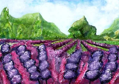 Lavender Fields Wall Art Print Purple Landscape Art Painting A4 Size • £15