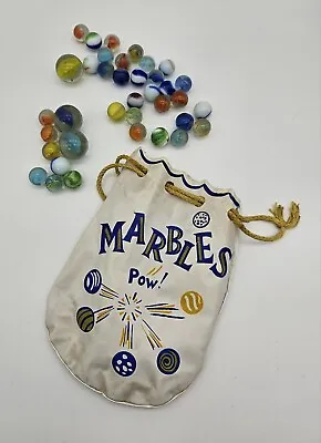 Vintage Vinyl Marbles Pouch With Marbles Large And Small • $16