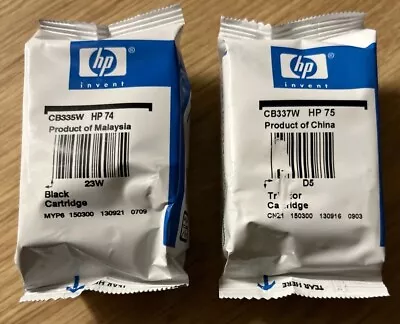 *NEW Sealed Packs* Lot Of 2 GENUINE HP 74 Black & HP 75 Tri Color Ink Cartridges • $0.99