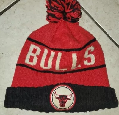 NBA Mitchell Ness Title Knit KM11 Cuffed Pom Pom Beanie Chicago Bulls HWC Skully • $18