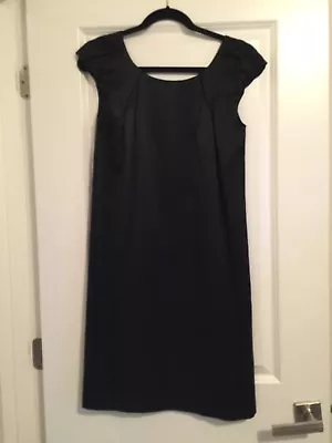 Martin + Osa Dress Size S Black Shift 100% Silk Lined Cap Sleeve Rounded Neck • $19.99