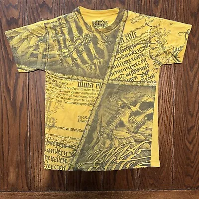 MMA Elite Skull AOP Graphic Print T Shirt Size Small Fighting Yellow Cotton • $29.95