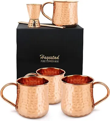 Moscow Mule Cups Set Of 4. Copper Mugs Made From Pure Hammered Copper. Mule Mug • $43.69