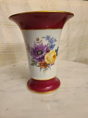 RARE Meissen Porcelain Maroon And White Floral Vase • $199