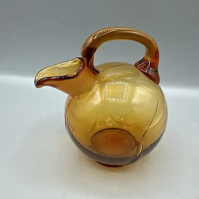 Vintage Cambridge Amber Glass Tilt Oil Decanter 1930s Handled Pitcher • $29.99