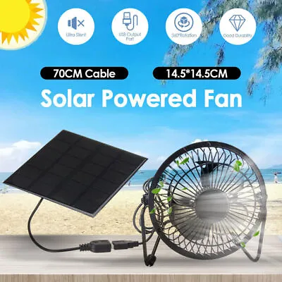 $23.99 • Buy 50W Solar Panel Powered Mini Portable USB Fan Cooling Ventilation Home Camping