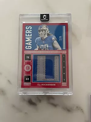 2022 Panini Encased T.J Hockenson Gamers Patch Red /9 Player Worn SSP 2 Color.  • $20