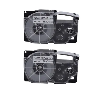 £10.79 • Buy 2PK Black On Metallic Tape Cartridge XR-12SR For Casio KL-60 EZ Label Printer