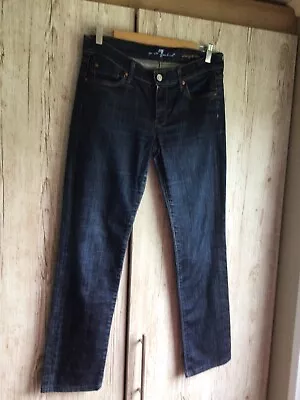 Ladies FOR ALL MANKIND 7 Blue DENIM Jeans STRAIGHT LEG Size 29 Waist 34 • £9.99