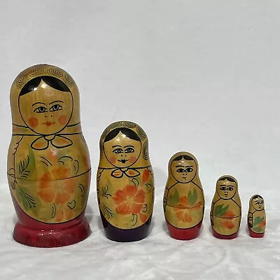 Set Of 5 Vintage Matryoshka Russian Nesting Dolls Hand Made And Painted Flowers • $14.50