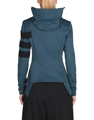 Y-3 Yohji Yamamoto Hooded Sweatshirt Jacket Teal Deep Jade Black Stripes Size L • $581.27